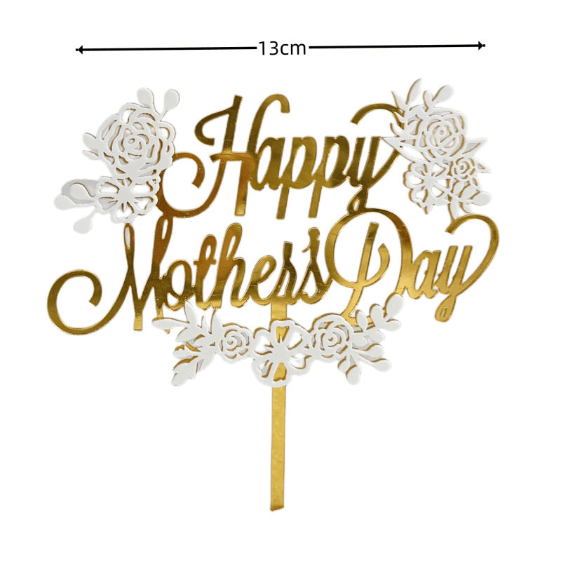 Wholesale10PCS/PACK Mother's Day Butterfly Flower Acrylic Cake Decoration
